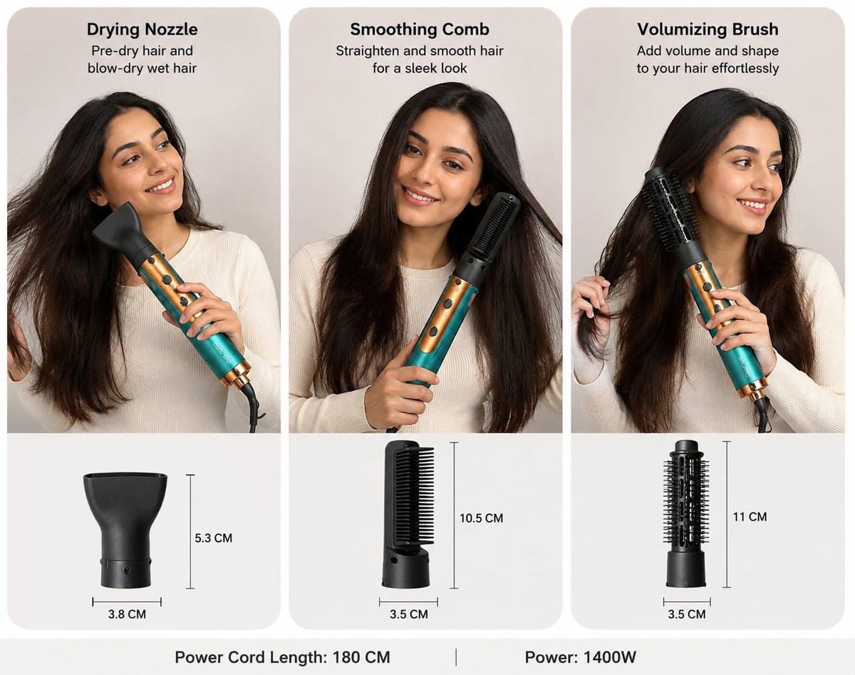 3-in-1 Hot Air Hair Styler & Volumizing Brush | Dry, Straighten & Curl